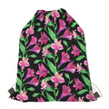 Purple Alstroemeria Pattern Print Drawstring Bag