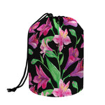Purple Alstroemeria Pattern Print Drawstring Makeup Bag