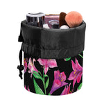 Purple Alstroemeria Pattern Print Drawstring Makeup Bag