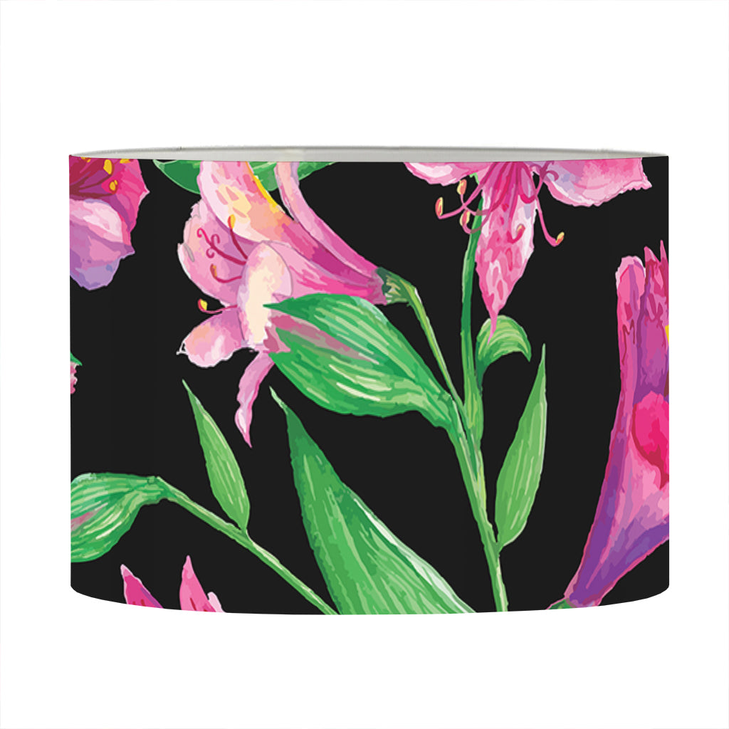 Purple Alstroemeria Pattern Print Drum Lamp Shade