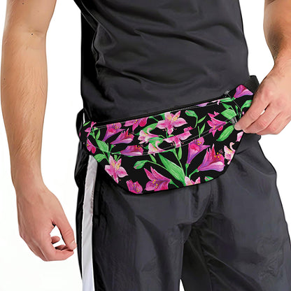 Purple Alstroemeria Pattern Print Fanny Pack