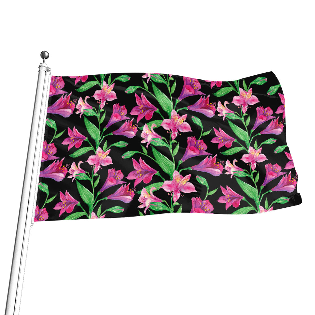 Purple Alstroemeria Pattern Print Flag