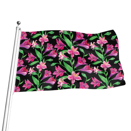 Purple Alstroemeria Pattern Print Flag