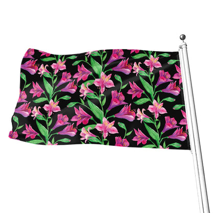Purple Alstroemeria Pattern Print Flag