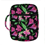 Purple Alstroemeria Pattern Print Front Pocket Bible Bag