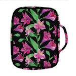 Purple Alstroemeria Pattern Print Front Pocket Bible Bag