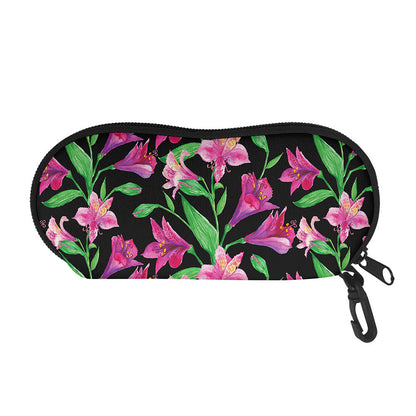 Purple Alstroemeria Pattern Print Glasses Case