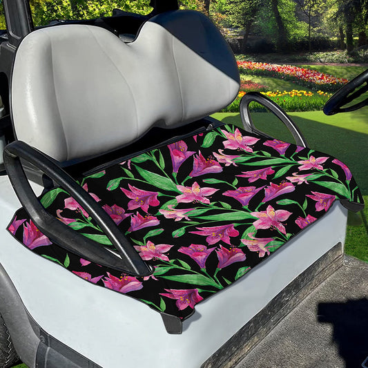 Purple Alstroemeria Pattern Print Golf Cart Seat Cover