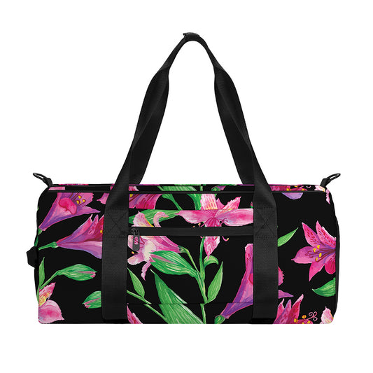 Purple Alstroemeria Pattern Print Gym Bag