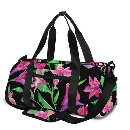 Purple Alstroemeria Pattern Print Gym Bag