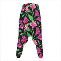 Purple Alstroemeria Pattern Print Hammer Pants