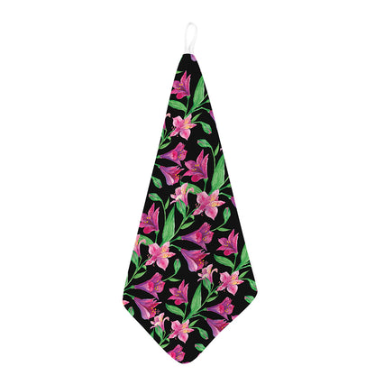Purple Alstroemeria Pattern Print Hand Towel
