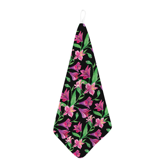 Purple Alstroemeria Pattern Print Hand Towel