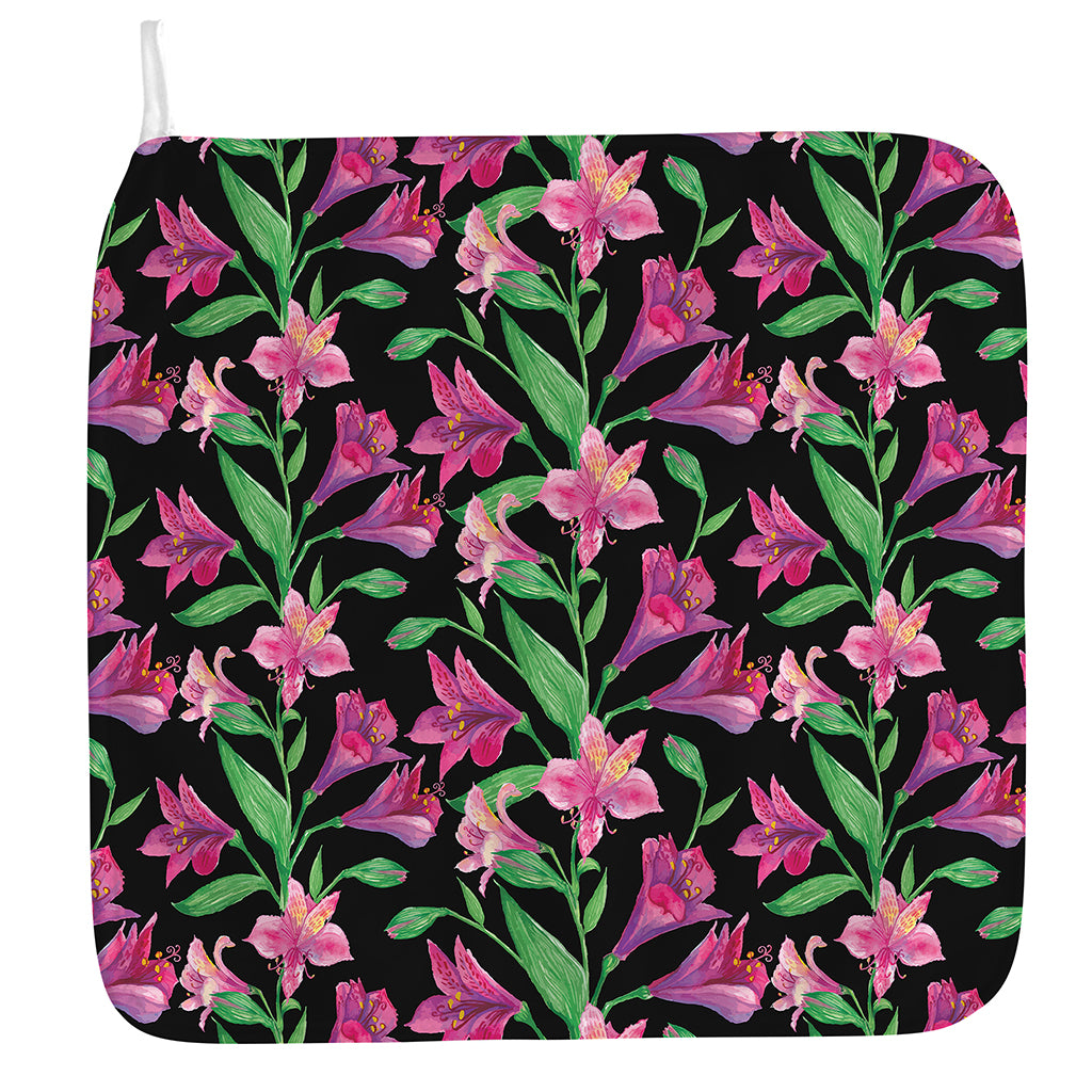 Purple Alstroemeria Pattern Print Hand Towel