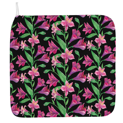 Purple Alstroemeria Pattern Print Hand Towel