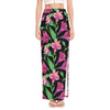 Purple Alstroemeria Pattern Print High Slit Maxi Skirt