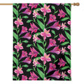 Purple Alstroemeria Pattern Print House Flag