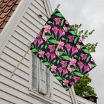 Purple Alstroemeria Pattern Print House Flag