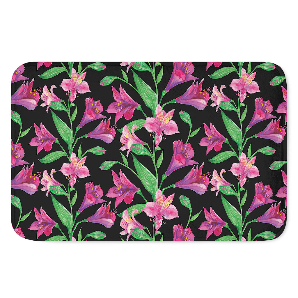 Purple Alstroemeria Pattern Print Indoor Door Mat