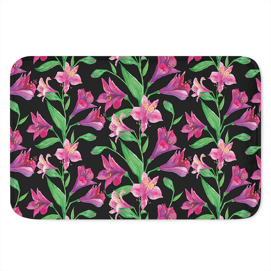 Purple Alstroemeria Pattern Print Indoor Door Mat