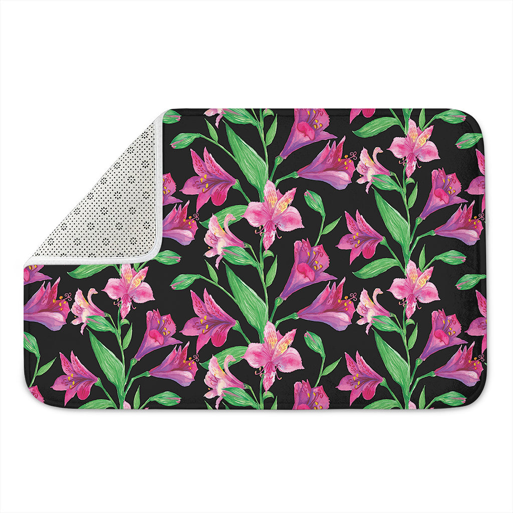 Purple Alstroemeria Pattern Print Indoor Door Mat