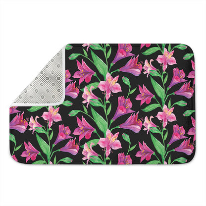 Purple Alstroemeria Pattern Print Indoor Door Mat