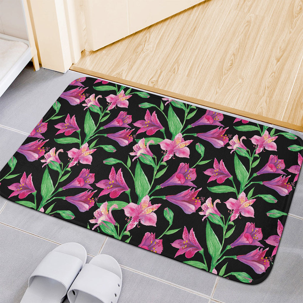 Purple Alstroemeria Pattern Print Indoor Door Mat