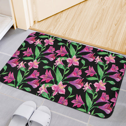 Purple Alstroemeria Pattern Print Indoor Door Mat