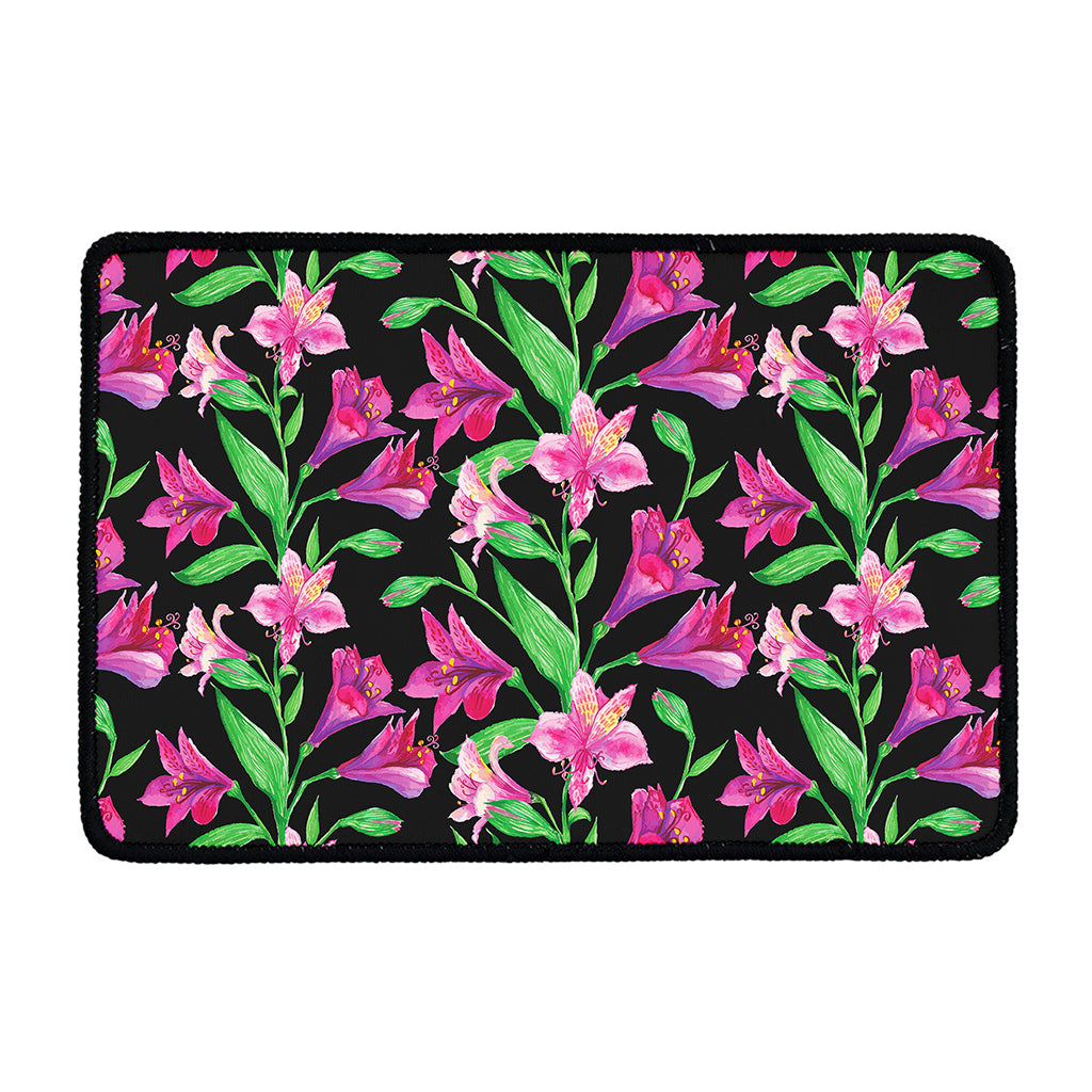 Purple Alstroemeria Pattern Print Kitchen Mat