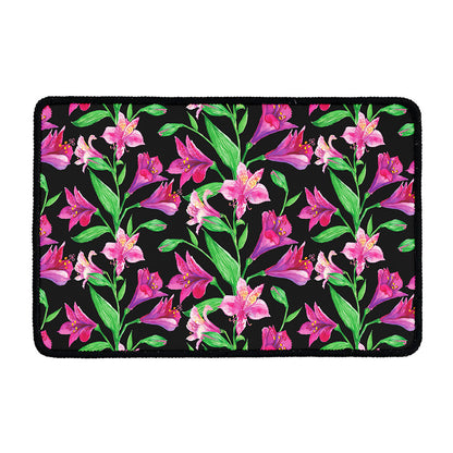 Purple Alstroemeria Pattern Print Kitchen Mat