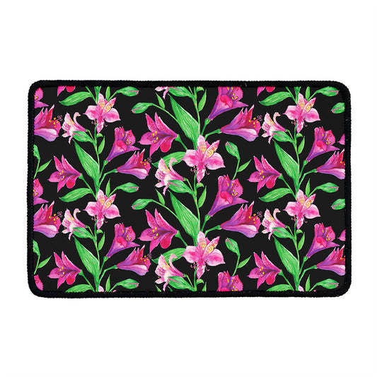 Purple Alstroemeria Pattern Print Kitchen Mat