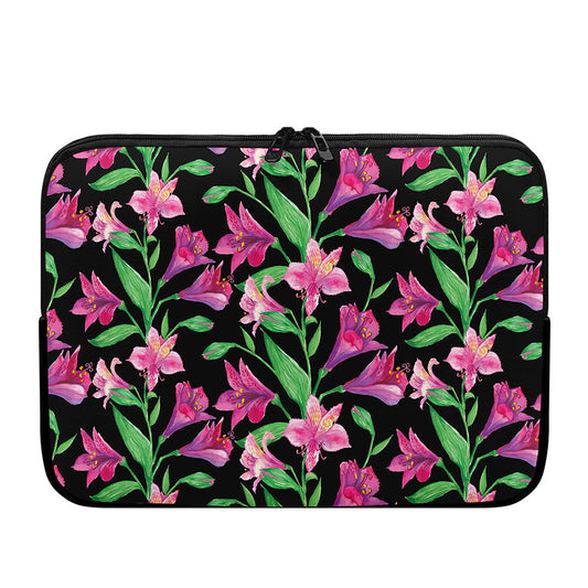 Purple Alstroemeria Pattern Print Laptop Sleeve