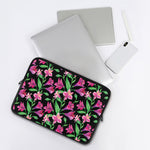 Purple Alstroemeria Pattern Print Laptop Sleeve