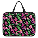 Purple Alstroemeria Pattern Print Laptop Sleeve With Handle