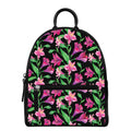 Purple Alstroemeria Pattern Print Leather Backpack