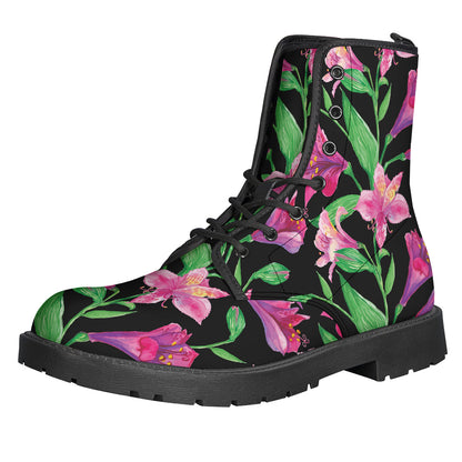 Purple Alstroemeria Pattern Print Backpack