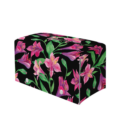 Purple Alstroemeria Pattern Print Leather Tissue Box Cover