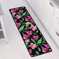 Purple Alstroemeria Pattern Print Long Kitchen Mat