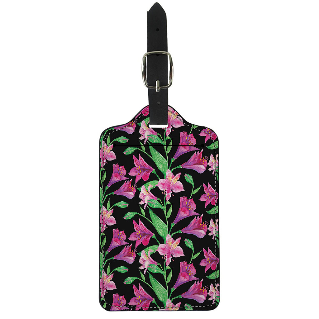 Purple Alstroemeria Pattern Print Luggage Tag