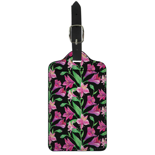 Purple Alstroemeria Pattern Print Luggage Tag