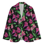 Purple Alstroemeria Pattern Print Men's Blazer