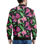 Purple Alstroemeria Pattern Print Men's Bomber Jacket