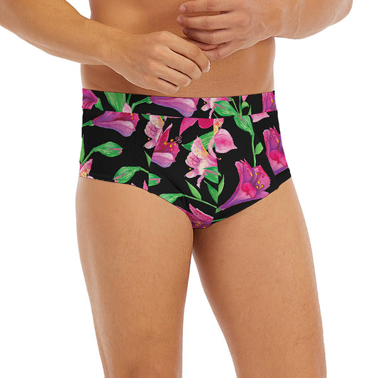 Purple Alstroemeria Pattern Print Men's Briefs