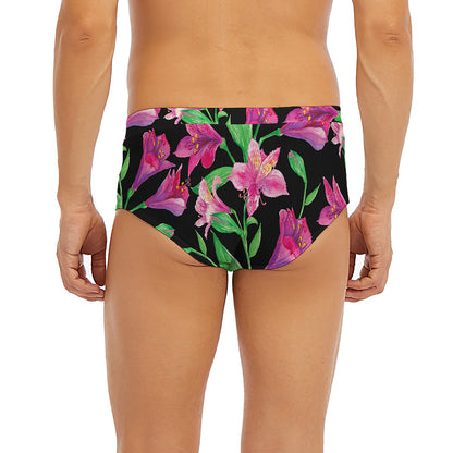 Purple Alstroemeria Pattern Print Men's Briefs