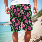 Purple Alstroemeria Pattern Print Men's Cargo Shorts