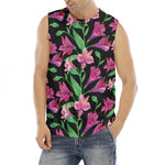 Purple Alstroemeria Pattern Print Men's Fitness Tank Top