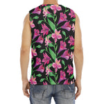 Purple Alstroemeria Pattern Print Men's Fitness Tank Top