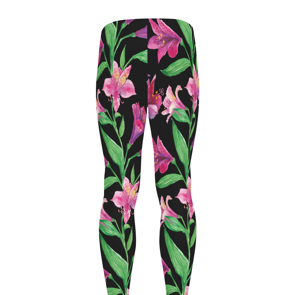 Purple Alstroemeria Pattern Print Men's leggings