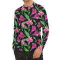 Purple Alstroemeria Pattern Print Men's Long Sleeve Rash Guard
