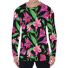 Purple Alstroemeria Pattern Print Men's Long Sleeve T-Shirt